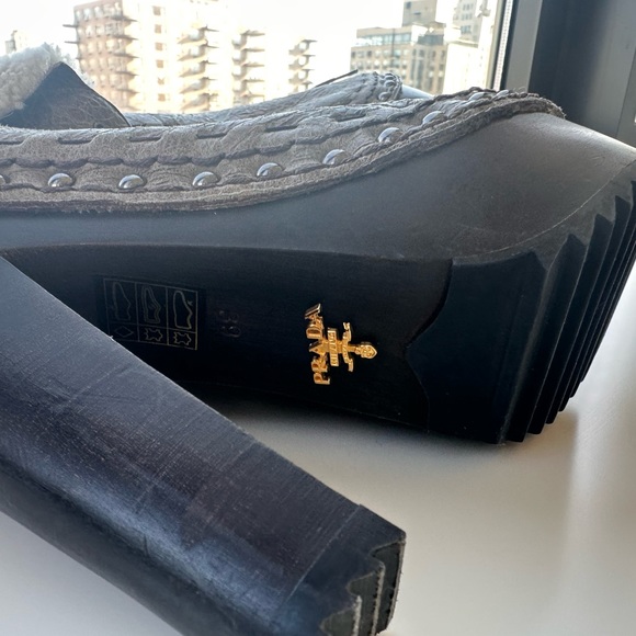 Prada Platform Lace-up Boots Shearling - Picture 7 of 7